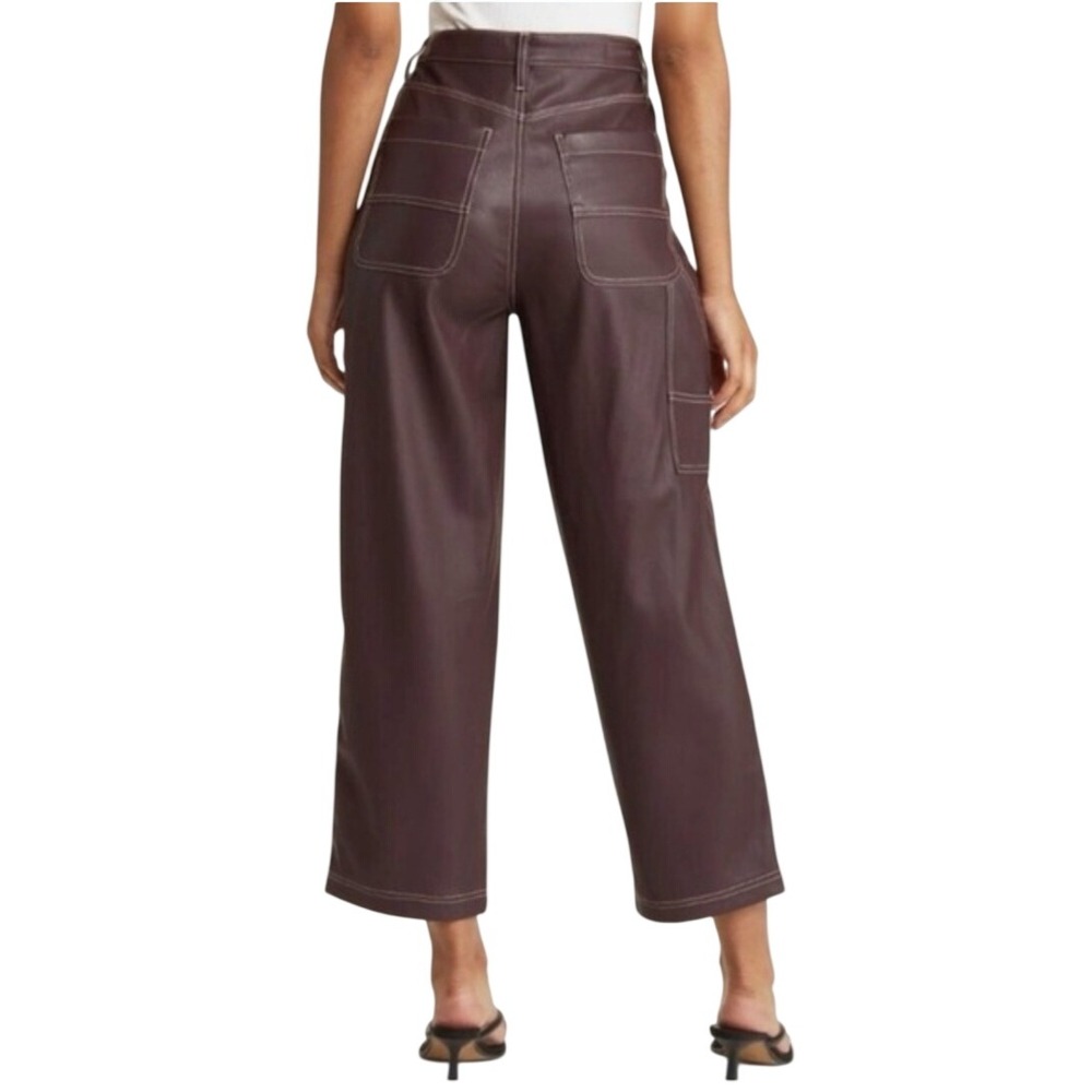 BlankNYC The Baxter Ribcage Straight Leg Faux Leather Carpenter Pants Brown 25